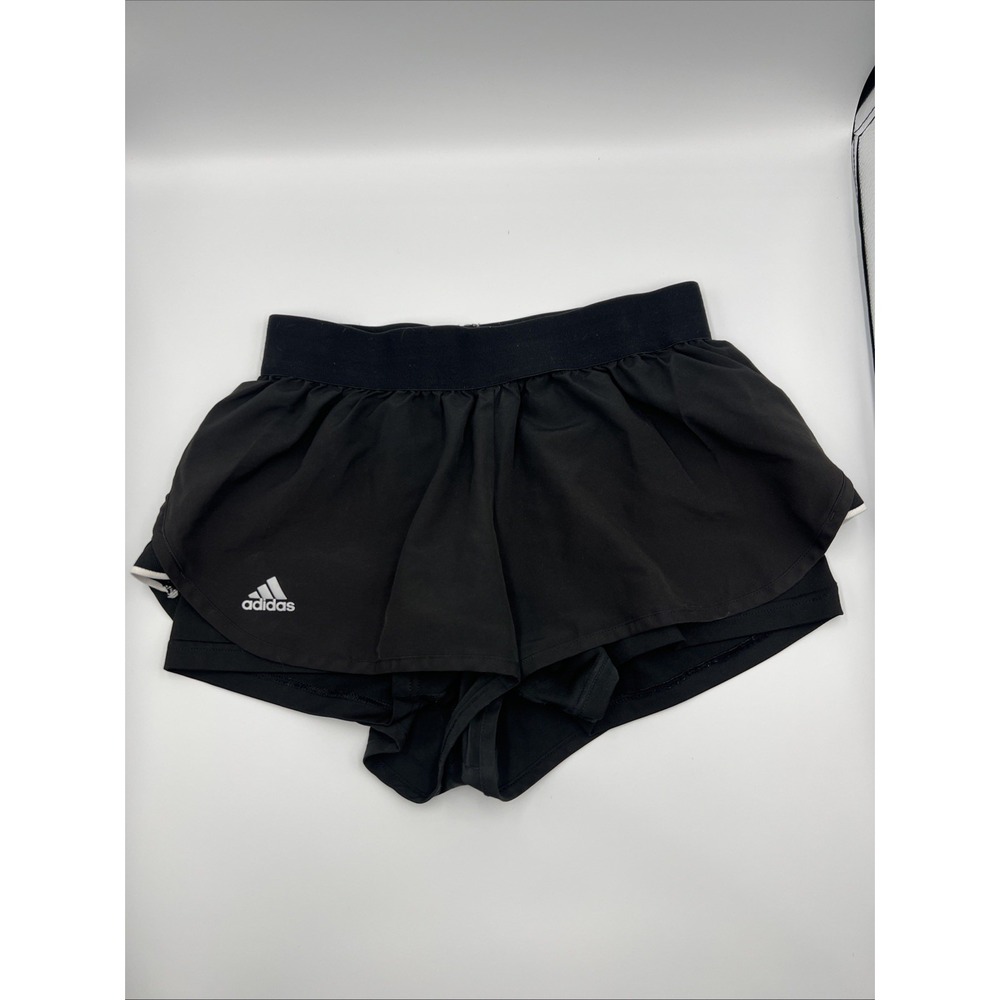 Adidas Aeroready Women's Black Shorts With Undershorts Inside Size Medium - Picture 1 of 8